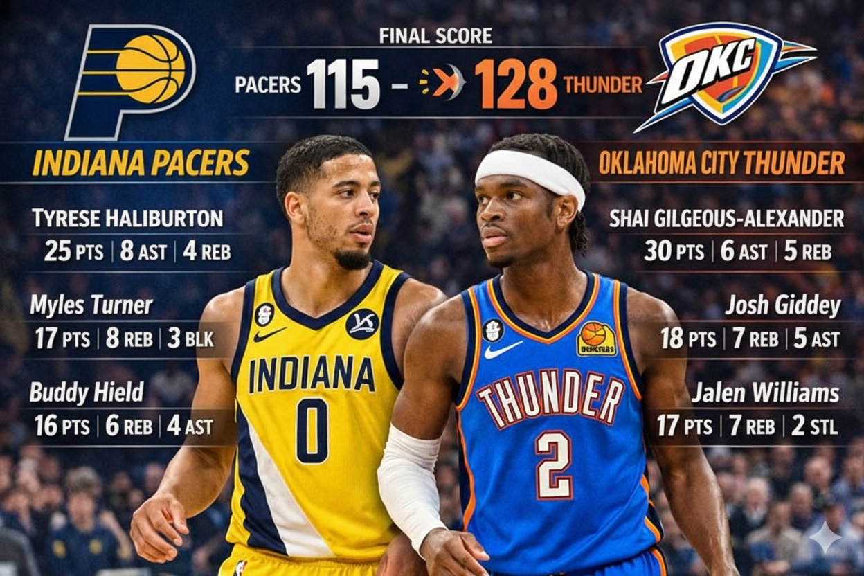 Indiana Pacers vs Oklahoma City Thunder Match Player Stats
