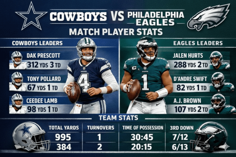 Dallas Cowboys vs Philadelphia Eagles Match Player Stats