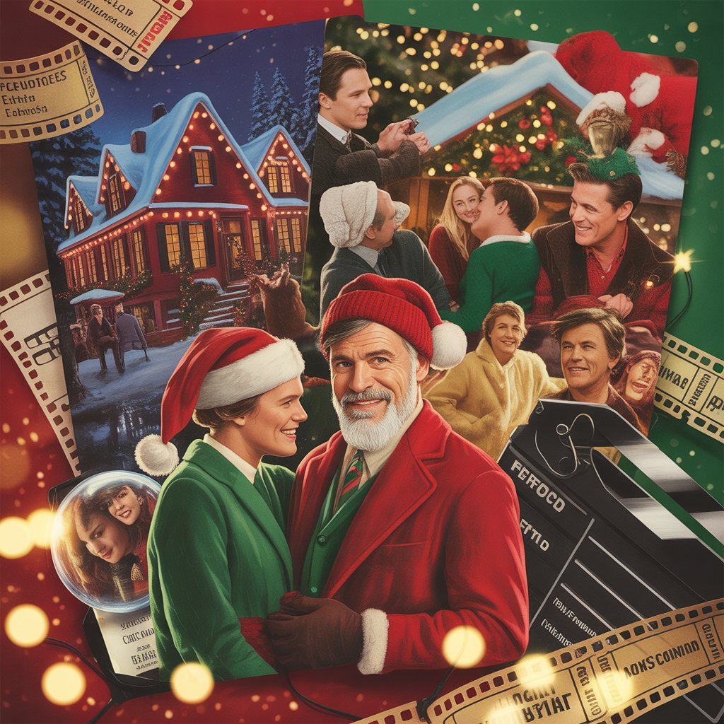 Festive Christmas movie poster collage