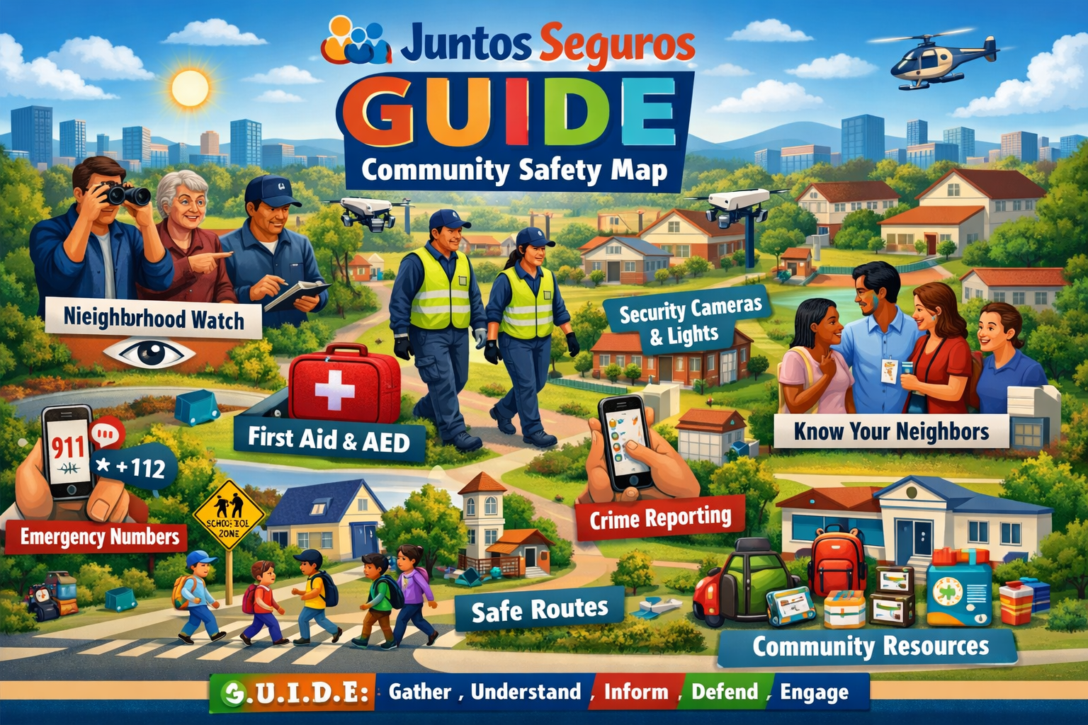 Juntos Seguros concept visual - safety map style