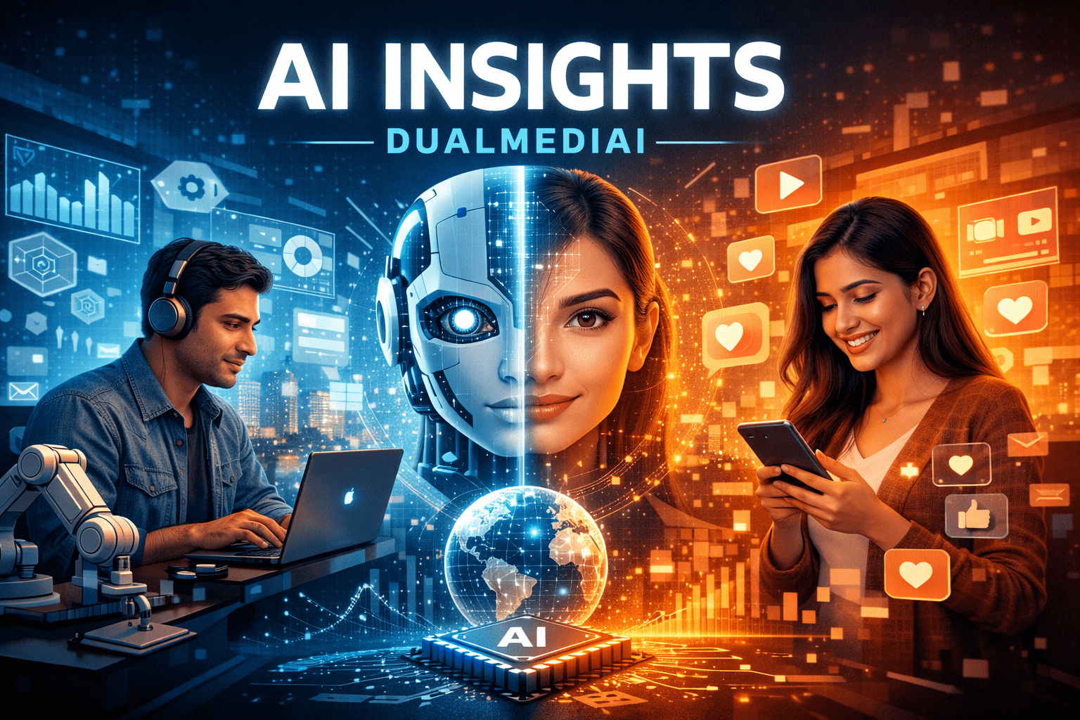 AI Insights DualMediaI visual concept