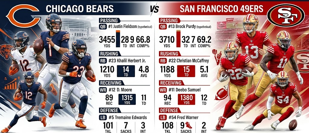 Chicago Bears vs 49ers Match Player Stats