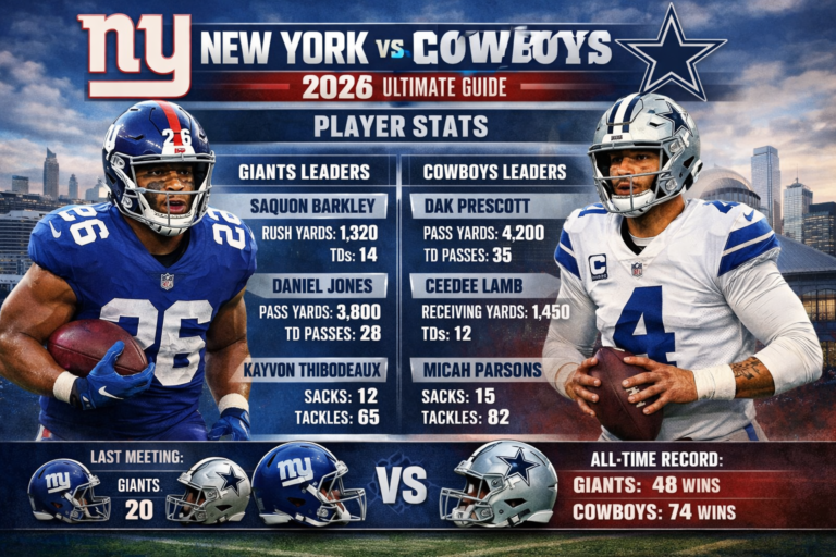 New York Giants vs Dallas Cowboys Match Player Stats