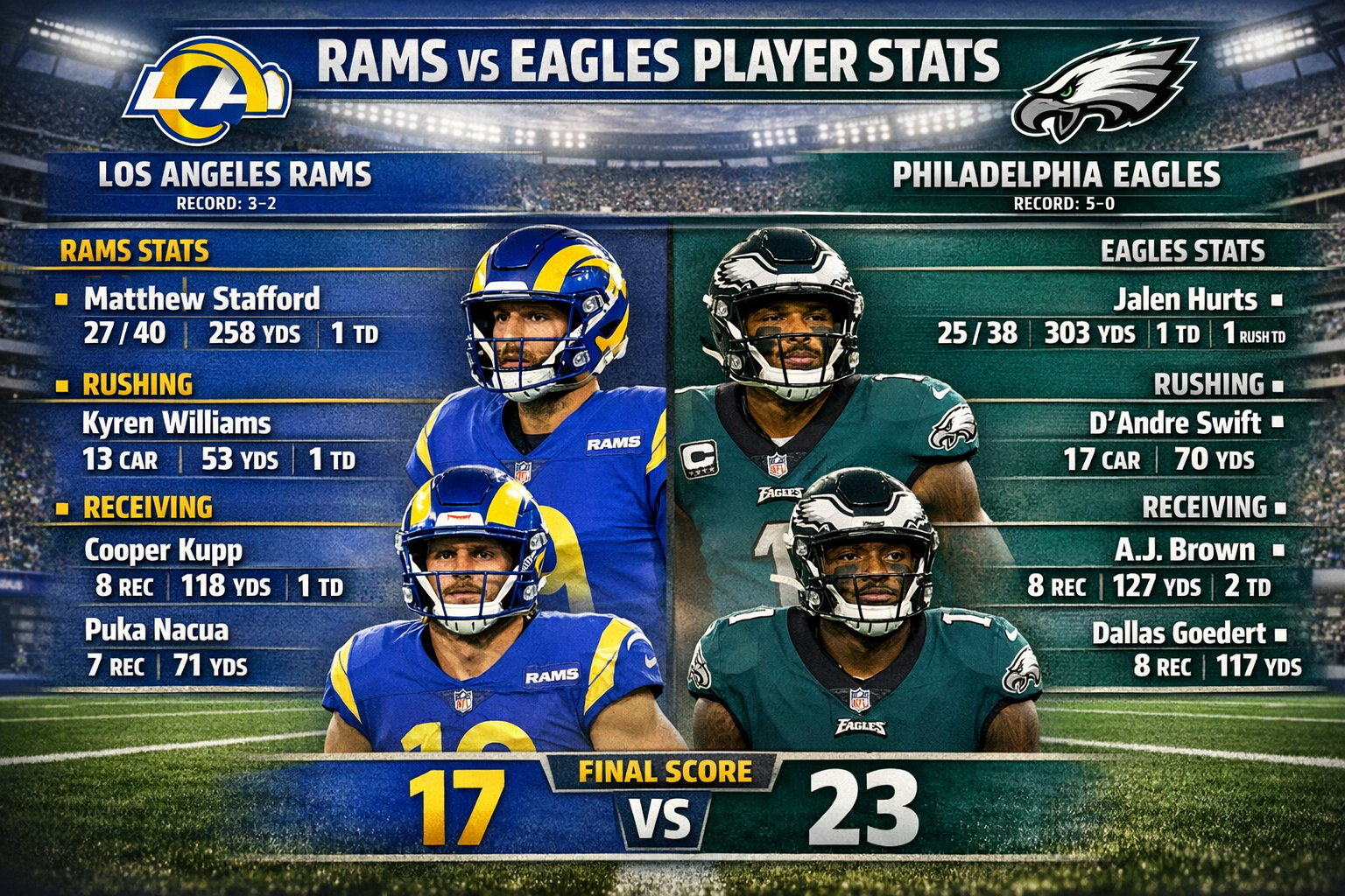 Los Angeles Rams vs Philadelphia Eagles Match Player Stats