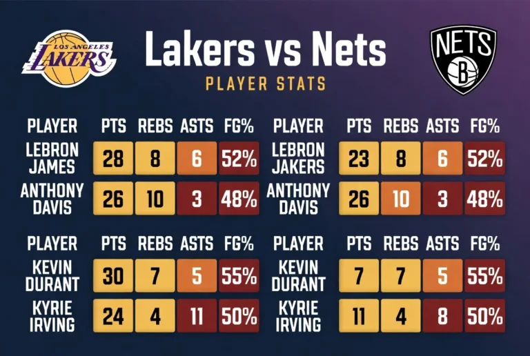 Lakers vs Brooklyn Nets Match Player Stats