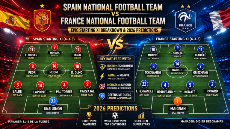 Spain National Football Team vs France National Football Team Lineups