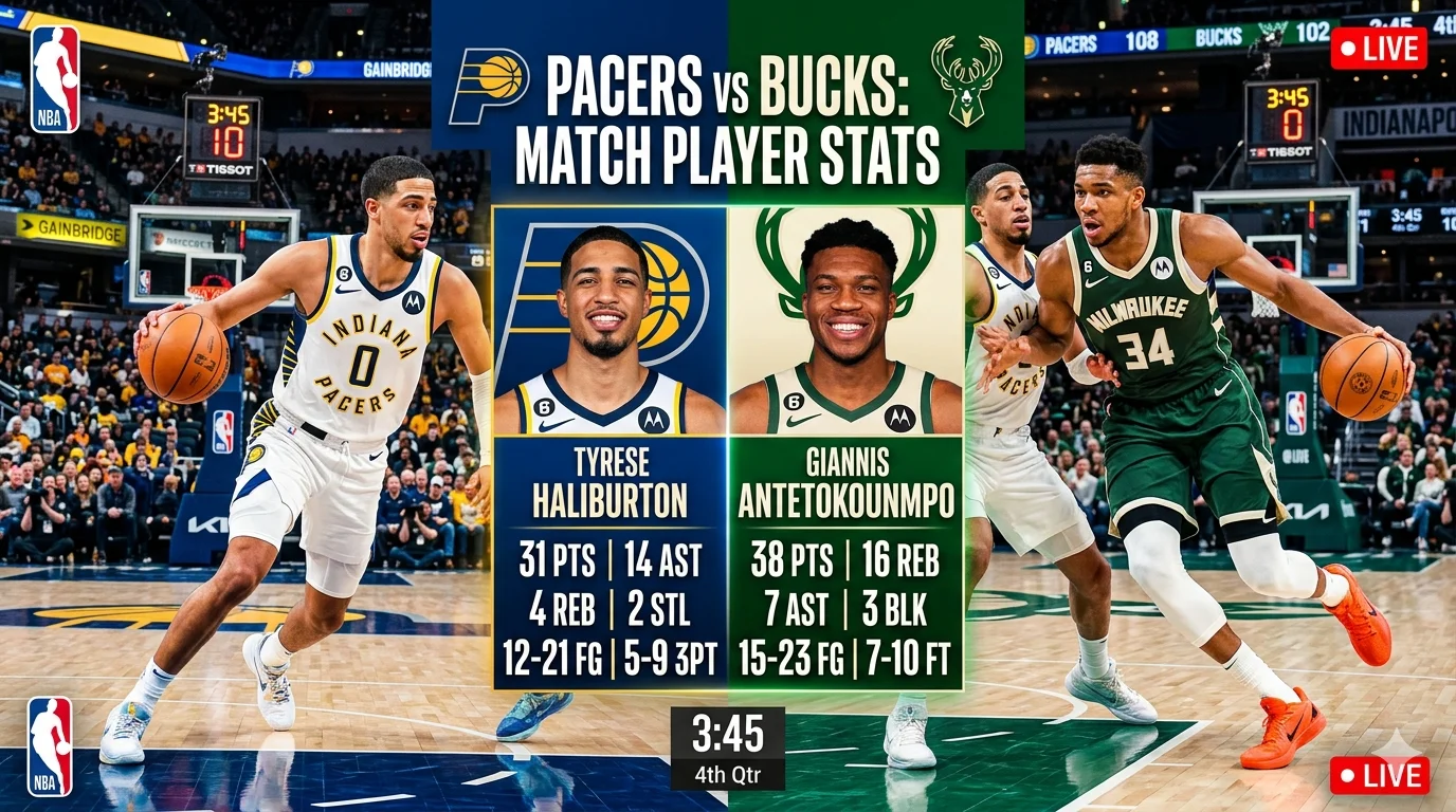 Pacers vs Milwaukee Bucks Match Player Stats