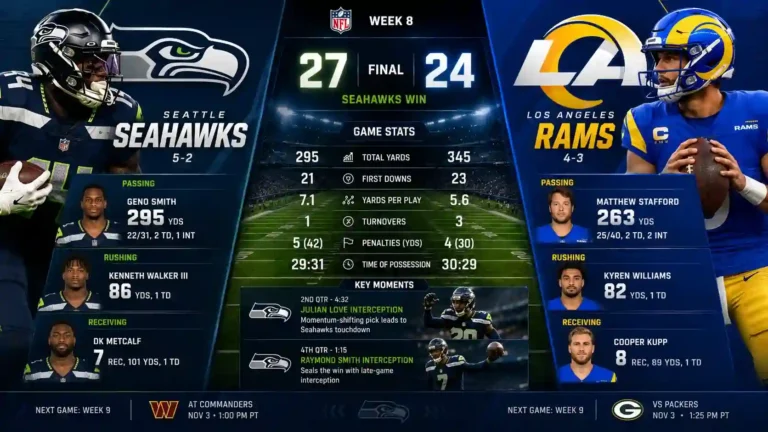 Seahawks vs Los Angeles Rams Match Player Stats